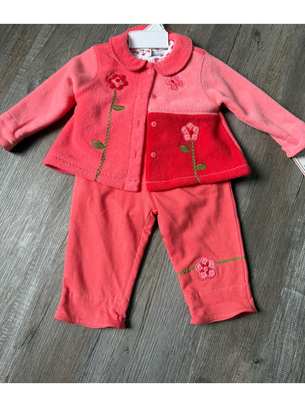 VTG NEW 3 Piece Buster Brown Fleece Outfit Jacket Floral 12 Months Outfit - Picture 1 of 9